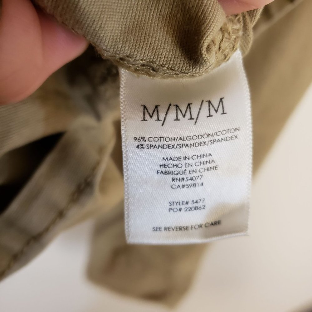 Cabi Womens Tan Canvas Utility Jacket Size M Button Up Flap Pockets Peplum Waist - Picture 6 of 9